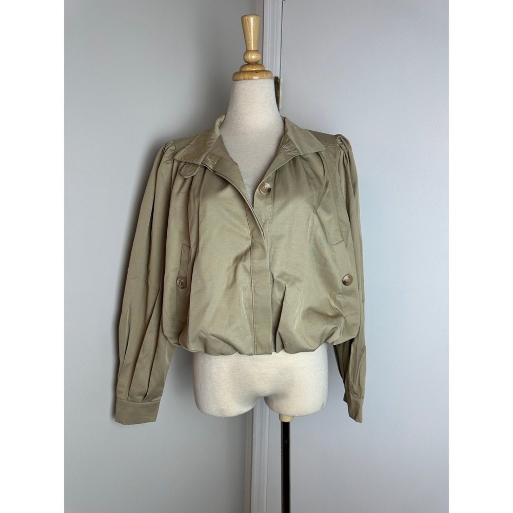 ASTR Estero Gathered Sleeve Bomber Jacket Women Small Beige NWOT - Picture 8 of 11